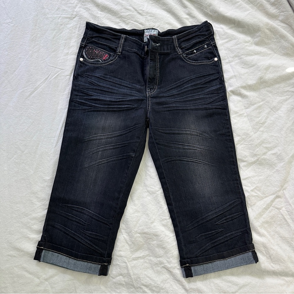 Dark Y2K Denim Capri Jeans